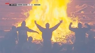 Crowd sets fire to stands at Belgrade derby match [upl. by Seaman]