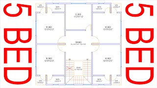 HOUSE PLAN DESIGN  EP 102  1300 SQUARE FEET 5 BEDROOMS HOUSE PLAN  LAYOUT PLAN [upl. by Eidua]