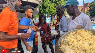 Season rice w steam veg Colaz Smith Kingston team feeding the homeless downtown Kingston [upl. by Attenreb492]