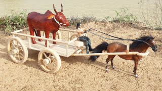 How To Make 4 Wheels Horse Cart From Wood  Amazing DIY Woodworking Projects [upl. by Eeresed614]