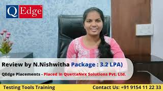 Testing Tools Training amp Placement Institute Review by N Nishwitha qedgetech Hyderabad [upl. by Cower592]