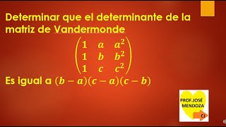 DETERMINANTE DE MATRIZ DE VANDERMONDE DE DIMENSION 3X3 [upl. by Naud]