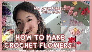 🌷 Crochet Flowers A Chaotic MiniGuide 🌷 Materials  Basics of Flower Patterns very chaos 🌷 [upl. by Cordeelia]