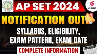 AP SET Exam 2024 Notification Out  APSET 2024 Important Dates Eligibility Syllabus Exam Pattern [upl. by Kilah108]