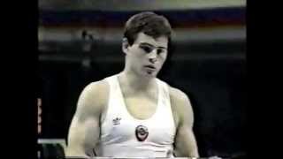 Dmitri Bilozerchev URS  1988 Olympics  Compulsories  High Bar [upl. by Leidgam]