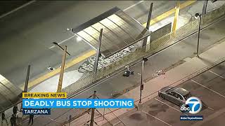 1 killed 1 injured in shooting at Metro bus station in Tarzana police say [upl. by Etteuqram]