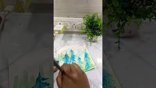 Water colour forest drawing for beginners drawing shortvideo art artwork [upl. by Shanta450]