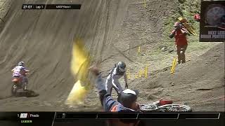 Gajser goes down in MXGP Race 1  YPF INFINIA MXGP of PatagoniaArgentina 2024 MXGP [upl. by Idelson]