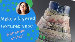 How to make a layered and textured vase with clay [upl. by Nbi]