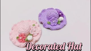 钩织装饰小帽子 Crochet a small decorated hatcrochetpatterns crochetprojects handmade 钩针编织 [upl. by Sale372]