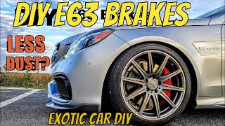 SOO much DUST E63 OEM vs EBC RedStuff pads PLUS HOWto do your front brakes [upl. by Zzaj]