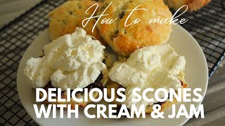 Delicious Fruit Scones  Fresh Whipped Cream And Boysenberry Jam [upl. by Kulda]