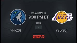 Minnesota Timberwolves  Los Angeles Lakers  NBA on ESPN Live Scoreboard [upl. by Alane]