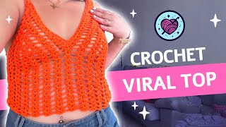 🧶 crochet VIRAL PINTEREST TOP  step by step  US terms  Lala Crochet Boutique [upl. by Eliezer]