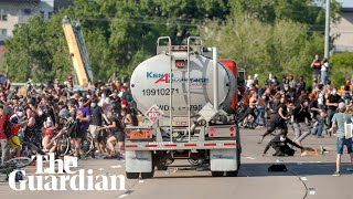 Truck drives into protesters on Minneapolis highway [upl. by Wera600]