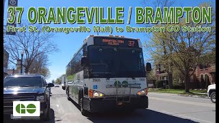 37 OrangevilleBrampton  GO Transit 2014 MCI D4500CT 2605 Orangeville Mall to Brampton GO Station [upl. by Cynthie]