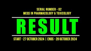 Result  FREE Book Giveaway 02  2024  MCQs in Pharmacology amp Toxicology  03 Winners Name [upl. by Tavey]