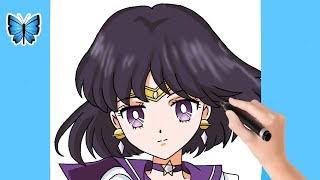 How to draw Sailor Saturn from Sailor Moon Step by Step [upl. by Gaivn523]