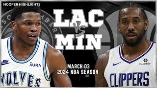 LA Clippers vs Minnesota Timberwolves Full Game Highlights  Mar 3  2024 NBA Season [upl. by Jaddan]