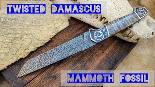 I made a twisted damascus knife with mammoth fossil [upl. by Rheba]