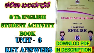 8th class English Kalika Balavardhane key answers Unit 3  Kalika Balavardhane learneasilyhub [upl. by Weber195]