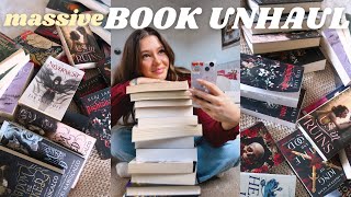 MASSIVE BOOK UNHAUL 2024  🩷 making room for 2025 books  purging my shelves [upl. by Chrissa798]