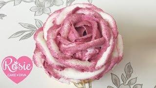 How to make a TWO TONE BUTTERCREAM RUFFLE ROSE [upl. by Hgielrebma]