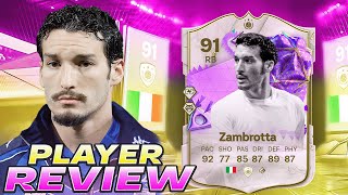 😳91 ULTIMATE BIRTHDAY ICON ZAMBROTTA SBC PLAYER REVIEW  EA FC 24 ULTIMATE TEAM [upl. by Ultan]