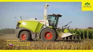 Silážovanie s novým CLAAS Jaguar 990 12 riadkovým kukuričným adaptérom Claas Orbis 900 [upl. by Idnym]