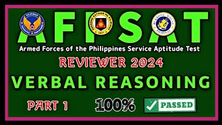 PART 1 UPADATED AFPSAT REVIEWER 2024  VERBAL REASONING  AFP SERVICE APTITUDE TEST [upl. by Crist]