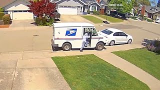 Video shows Bay Area USPS driver crashing into parked car then driving off [upl. by Arlinda440]