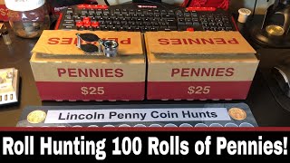 100 Rolls of Pennies  2 Box Penny Hunt [upl. by Cchaddie]