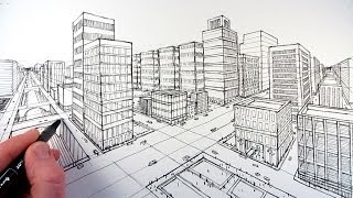 How To Draw A City Using Two Point Perspective [upl. by Ash]