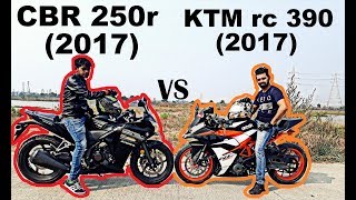 HONDA CBR 250R VS KTM RC 390  DRAG RACE [upl. by Yesdnil312]