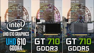 Intel UHD 610 vs GT 710 GDDR3 vs GT 710 GDDR5  GTA V [upl. by Eiramana781]