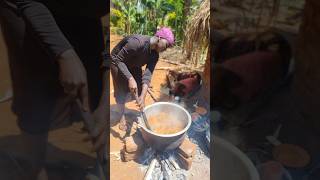 African village life of our organic mother cooking rice for lunch shortfeed africa [upl. by Magda]