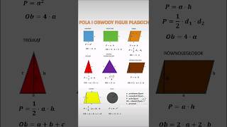 Wzory na pola i obwody figur płaskich matematyka geometria wzory wzór maths study education [upl. by Eahcim315]