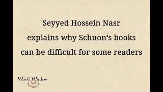 Seyyed Hossein Nasr explains why reading books on metaphysics including Schuon’s can be difficult [upl. by Aihsekel518]