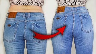 ✅Sewing trick How To Easily Transform Low Waist Jeans To High Waist Jeans [upl. by Tamer]