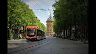 Mannheim Straßenbahnverkehr am Paradeplatz während der HVZ GT6NET8NVariobahn [upl. by Nyrtak]