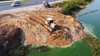 Incredible Project Watch Bulldozer Backfill Pond with Soil in Slop Water Part3 [upl. by Chak]