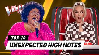 INSANELY HIGH NOTES that SHOCK the Coaches on The Voice [upl. by Salis]