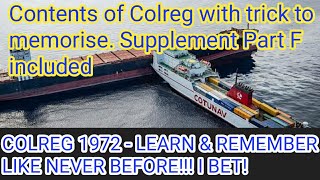 Colreg 1972  video 1 Contents amp trick to memorise Supplement Part F included [upl. by Ailatan]