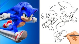 How to draw SONIC THE HEDGEHOG 2020 Sonic Run Fast [upl. by Erasmo253]