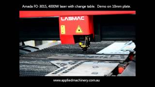 Amada FO3015 4000W Laser Cutting Machine Demo cut on 10mm plate [upl. by Nodnnarb686]