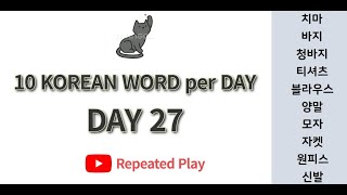 Day27 Vocabulary Clothes Learn 10 Korean Words per Day  jeans skirt socks hat shoes dress [upl. by Ciel323]