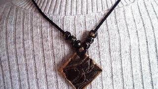 DIY HOW TO MAKE AN Easy square leather pendant from an old recycled belt [upl. by Byrle]