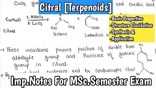 Citral Terpenoids ImpNatural Product  Structure Elucidation  Synthesis  Application  amp Notes [upl. by Ahsienek]