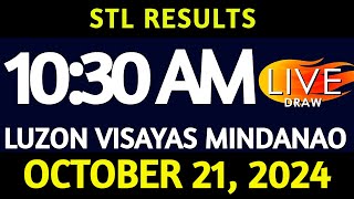 Stl Result Today 1030 am draw October 21 2024 Monday Luzon Visayas and Mindanao Area LIVE [upl. by Eeryk]