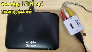 HDMI TO AV converter with dth smart settop Box tamil [upl. by Ainezey]